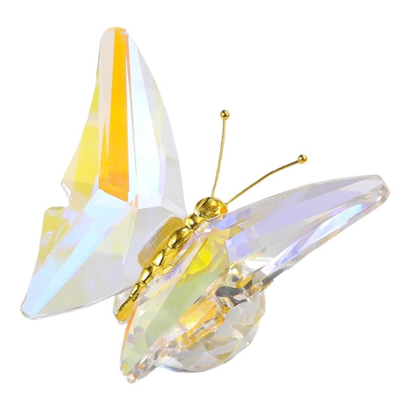 Crystal Flying Butterfly with Crystal Balls Base Figurine Collection Cut Glass Ornament Statue Animal Collectible Statue