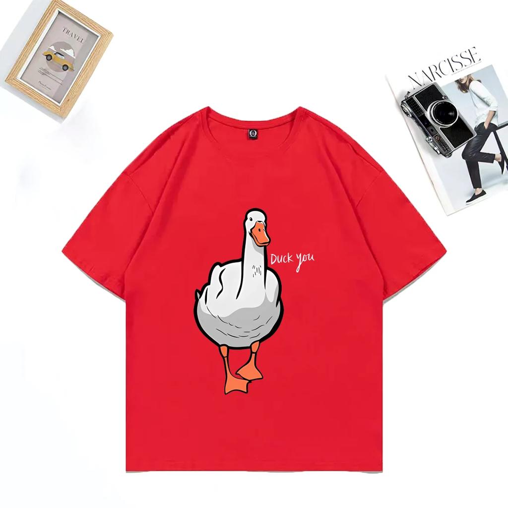 Мужская футболка с коротким рукавом из 100% хлопка с забавным принтом "Утка Ты" Hiphop Streetwear Дышащий Удобный Streetwear Топ