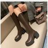 High Heeled Long Tube Boots for Women's Autumn and Winter New Style, Thick Soled and Thick Heeled Knight Boots