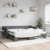 VidaXL Daybed with Trundle and Mattress Dark Grey 90x200 Cm Fabric 3197445