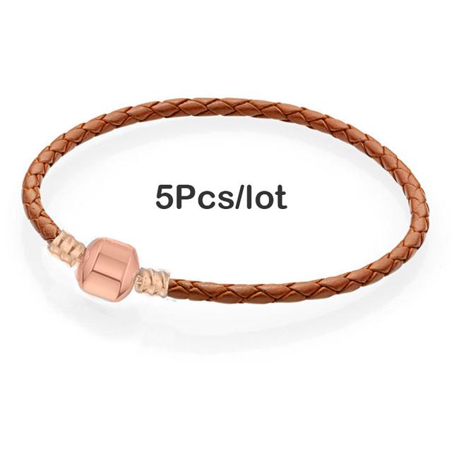5pcs /Lot Sale Popular Charm Bracelets Diy Elegant Leather Chain Charms Bracelets Bangles For Women Jewelry Gift