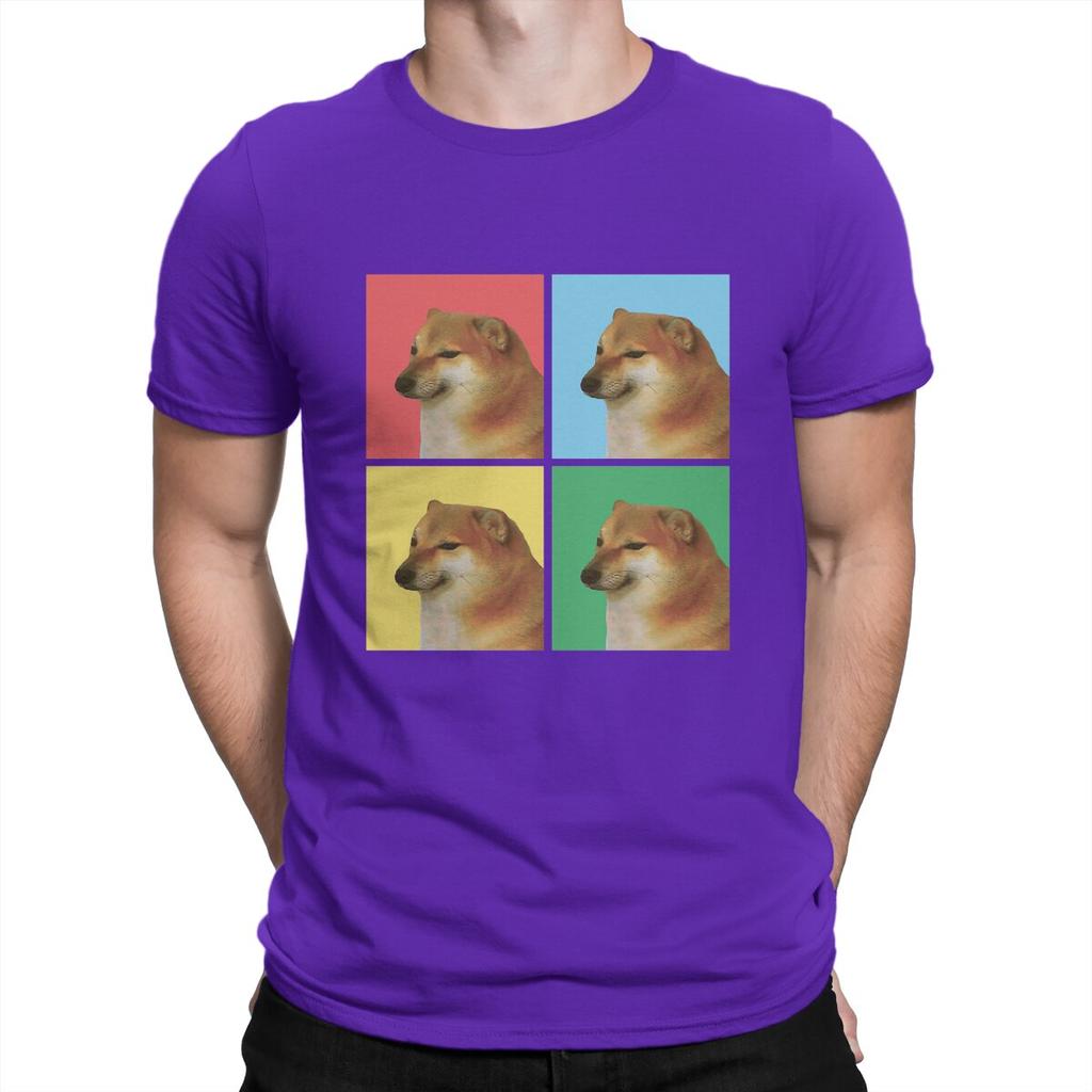 Мужские футболки с принтом Cheems Doge 100% Хлопок Топы Винтажные с коротким рукавом с круглым вырезом Футболка Подарок на день рождения Футболка