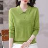 2025 Women's Fashion Lapel Knit Sweater - Solid, Age-Reducing, Lightweight, Long Sleeve, for Spring and Autumn.