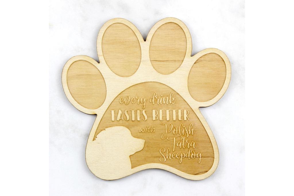 Tatra Shepherd Dog, Polish Tatra Sheepdog – Mug coaster, engraved coaster with dog | Art-Dog