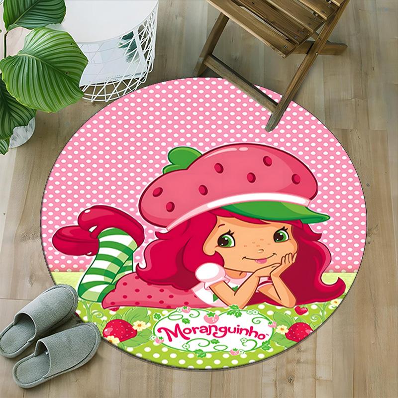 1pc Princess Strawberry12 Carpet, Round Rug, Comfortable, Suitable for Entryways, Living Rooms, Office, And Bedrooms, Christmas Decoration