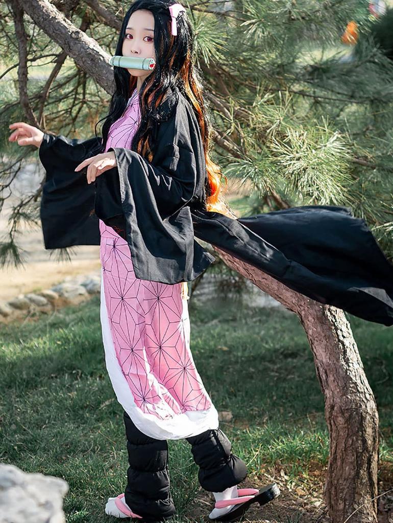 Костюм для косплея Милки Тайм Незуко (Включает парик), Взрослый, Камадо, Незуко, Хэллоуин, Набор из 8 предметов