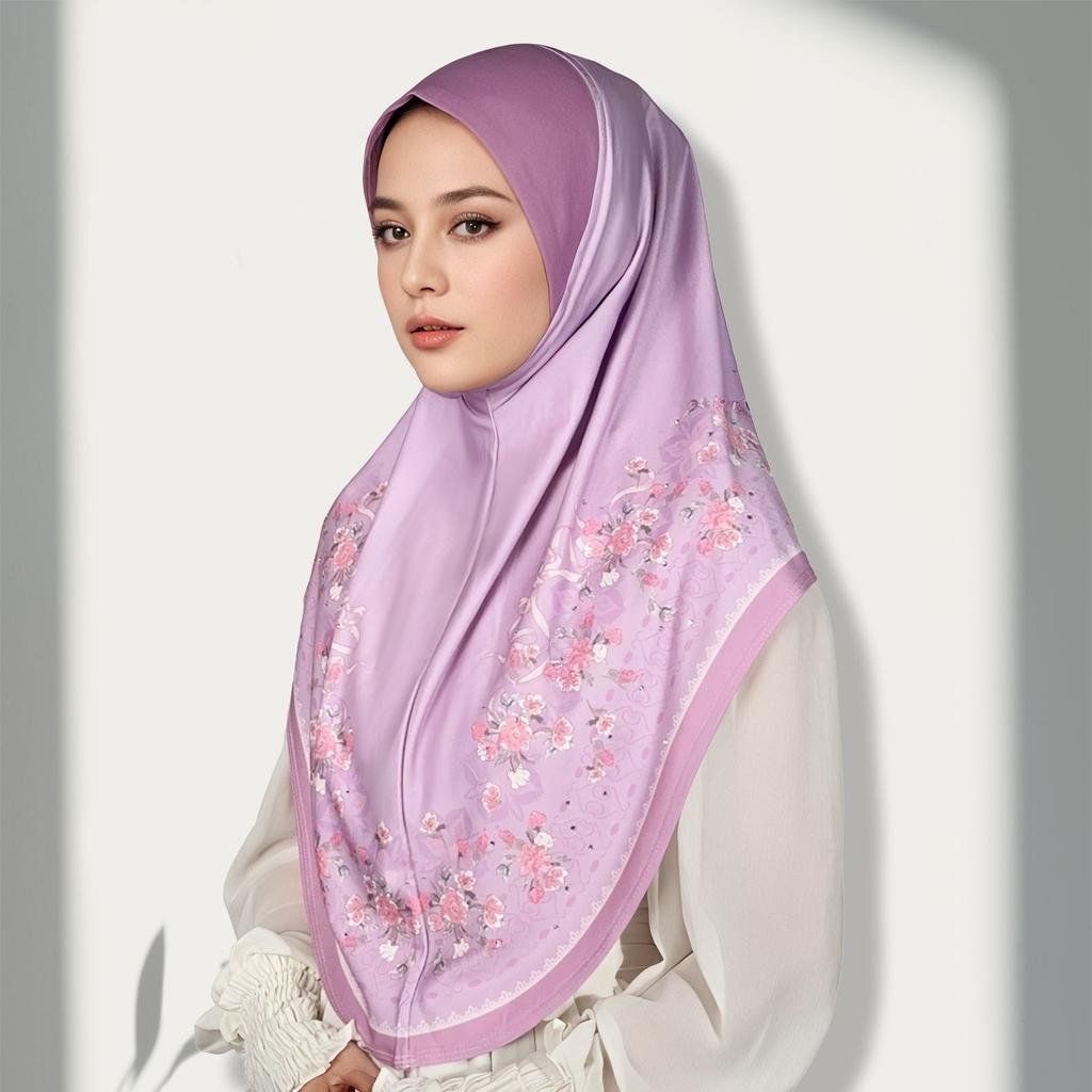 Muslim Hijabs Women Head Wrap Square Scarf Floral Print Turban Cap