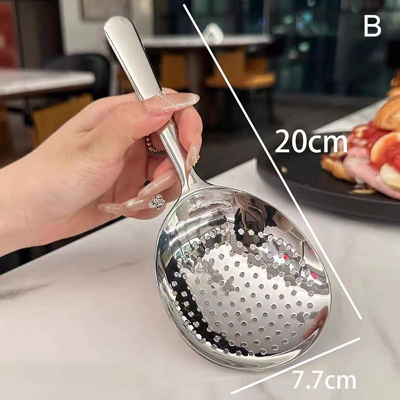Stainless Steel Ladles For Serving Soup Rice Serving Spoon Drain Hole Heat Insulated Handle Kitchen Utensils For Daily Use