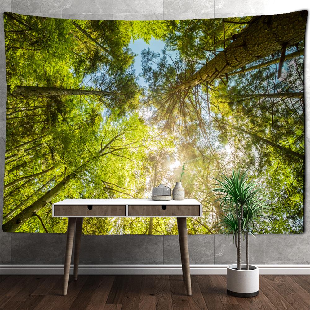 Фэнтезийный гобелен с туманным лесом, настенный психоделический колдовство, загадочный природный пейзаж, домашний декор для гостиной