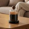 Retro Swab Toothpick Holder Plastic Clear Dome Lid Dental Floss Case with Base Dust-proof Cotton Swab Jar Living Room