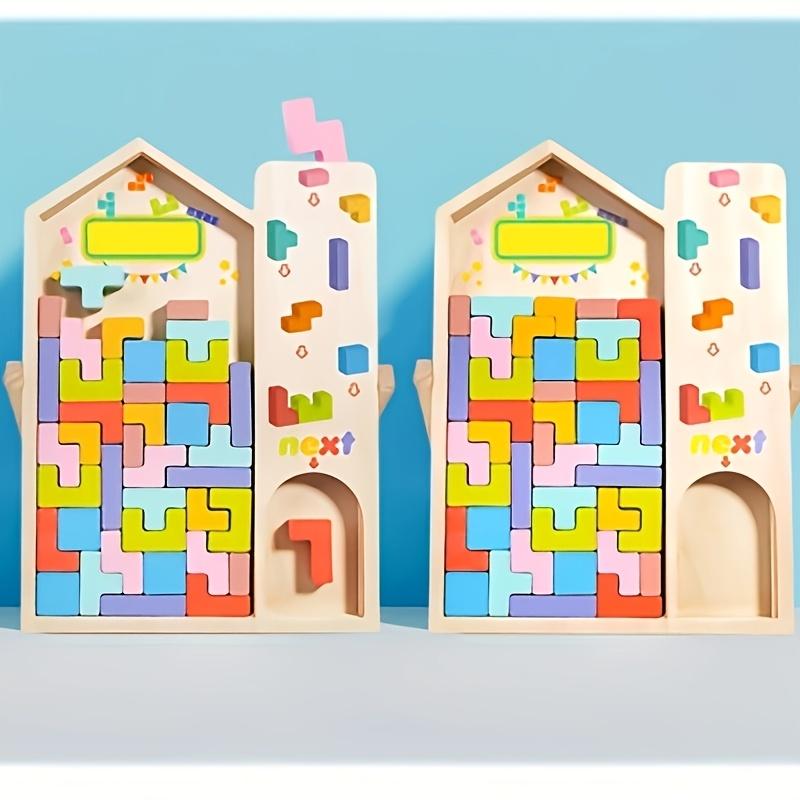 3D Wooden Puzzle Blocks for Kids, DIY Educational Brain Teaser Toy, Colorful Interlocking Building Blocks, Creative Play, Perfect for Christmas Gifts