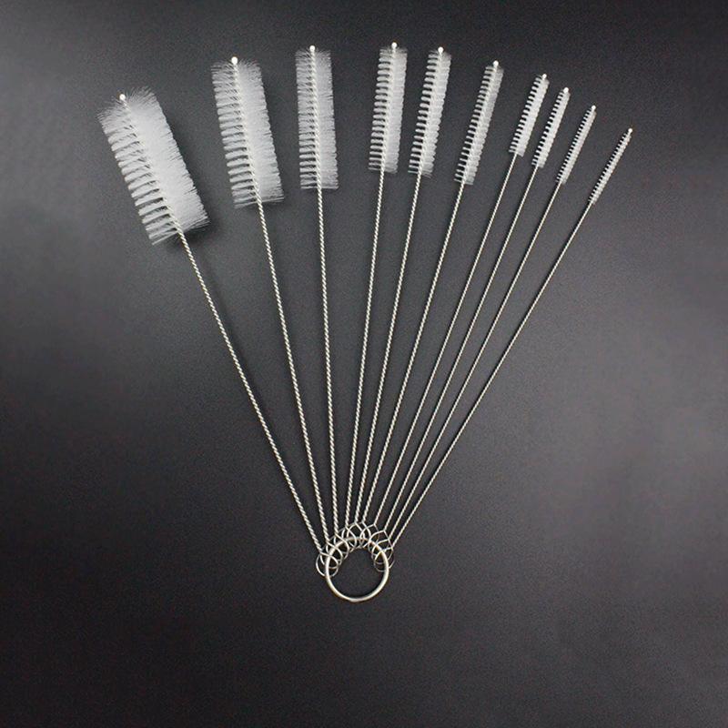 10 шт. набор щеток для чистки соломинок для питья, щетки для чистки трубок из нейлона и нержавеющей стали с длинной ручкой для соломинок