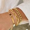 3 Pcs/Set Bracelets Multiple Layered Chain Stackable Bracelets Open Cuff Wrap Bracelets Adjustable Fashion Bracelets Gold Girl Cuban Link Paperclip