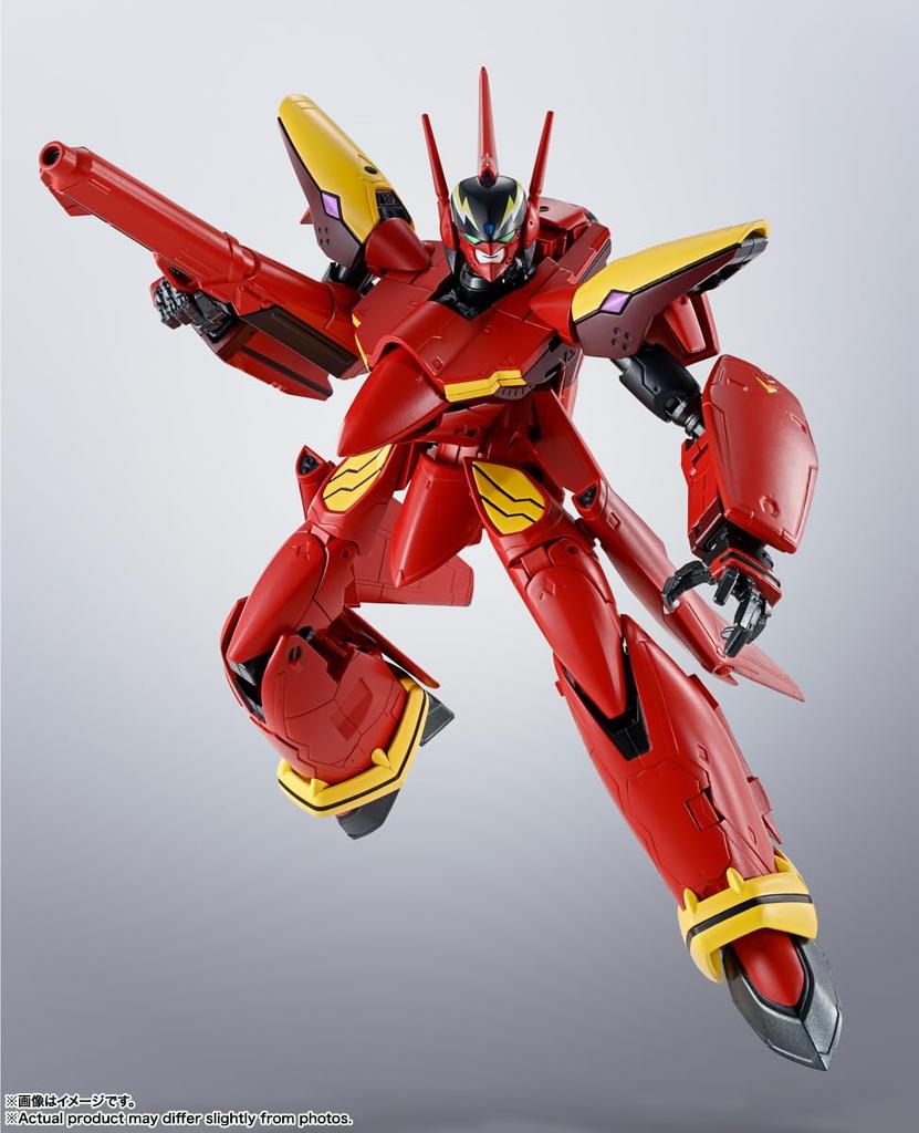 TAMASHII NATIONS HI-METAL R Macross 7 VF-19 Kai Fire Valkyrie, Approximately 150mm, PVC, ABS, and Die-cast Pre-painted Action Figure