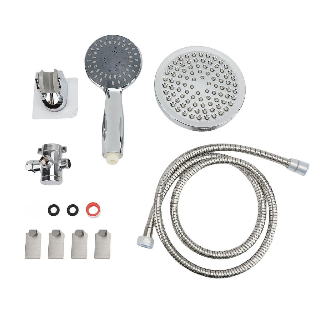 Shower System Rain Showerhead Handheld Spray Set Stainless Steel 3 Functions Large Coverage Area 5 Layer Polished for Bathroom
