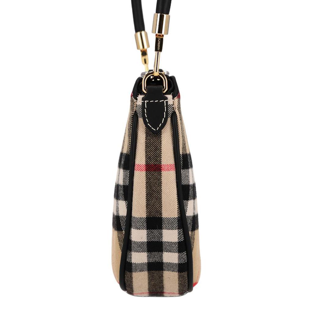 Burberry Олимпия Классическая тисненая клетка Подмышечная сумка-полумесяц Холст и кожа Сумка-тоут Сумка через плечо Женские сумки Бежевый 81114131