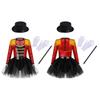 Girls Circus Leotard Set Long Sleeve Sequin Tassel Shoulder Back Zipper Tutu Dress Hat Magic Accessories