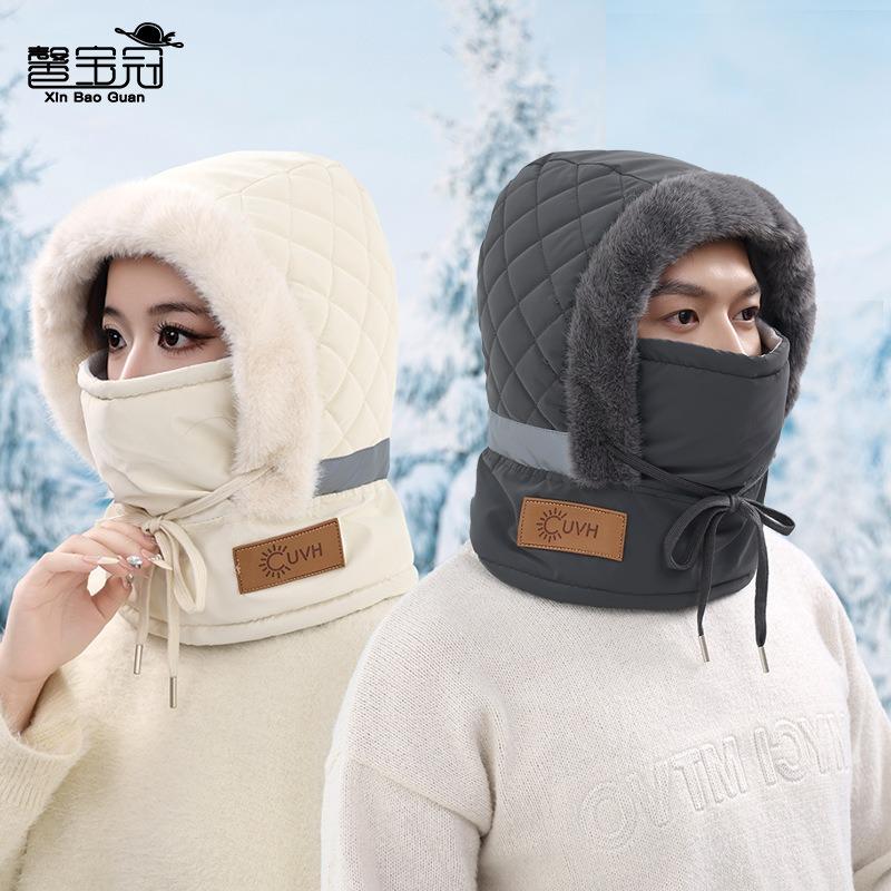 Winter Velvet Warm Ear Protection Men and Women Outdoor Riding Skiing Cold Hat Mask Scarf Integrated Hat