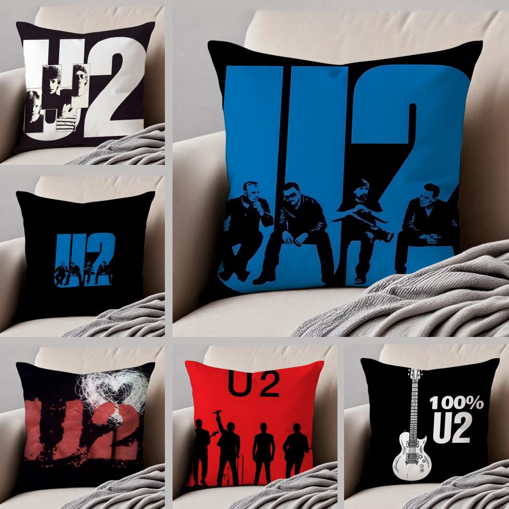 Rock Band UU2 Cushion Cover Throw Pillow Cover Hidden Button Durable Polyester Chair Cushion