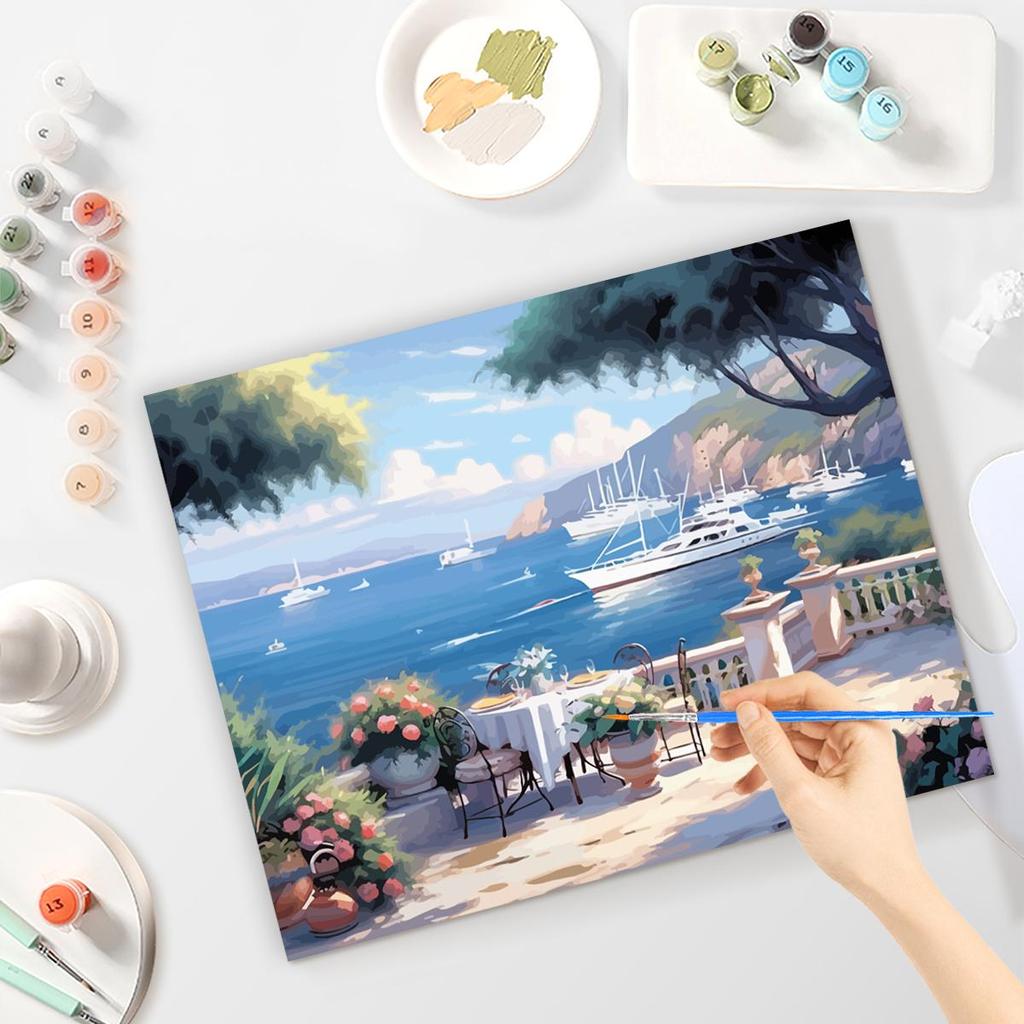 Рамка для рисования по номерам на холсте, гавань, пейзажный рисунок с цифрами для взрослых, домашний декор ручной работы 40x50 см