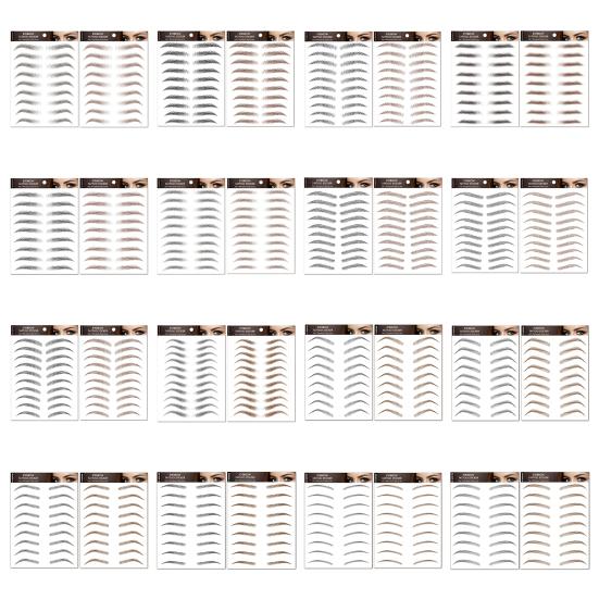 2 Sheets Waterproof Eyebrow Tattoo Stickers Hair-Like Natural Fake Eyebrows Makeup Accessories