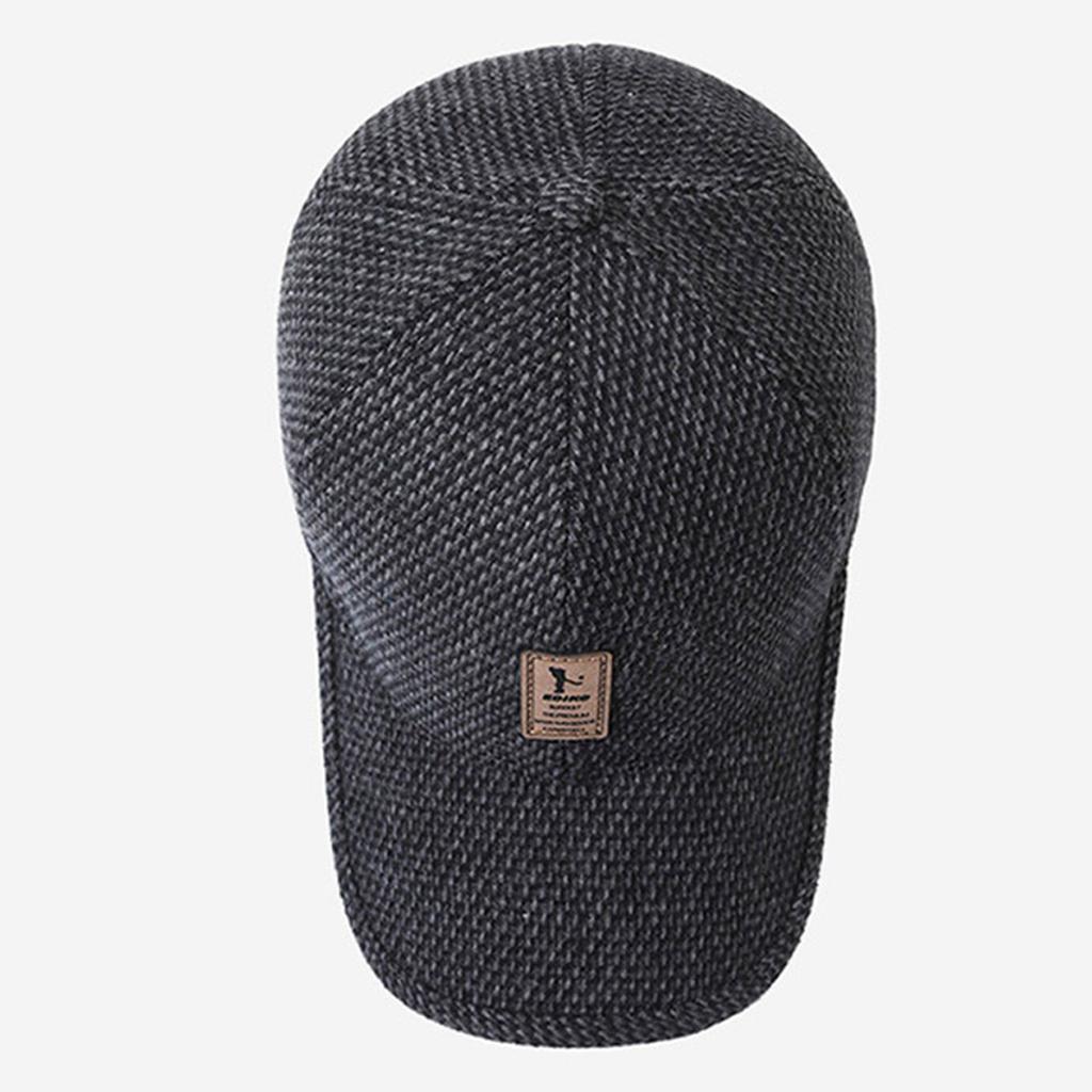 Мужская осенне-зимняя кепка с ушками, шерстяная кепка, ветрозащитная и морозостойкая, толстая, теплая, для улицы, для людей среднего и пожилого возраста, бейсболка