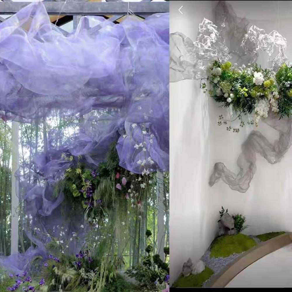 Cloud Fog Mesh Hard Mesh Cloth Pleated Shape Shapeable Wire Fashion Bright Organza Fabric