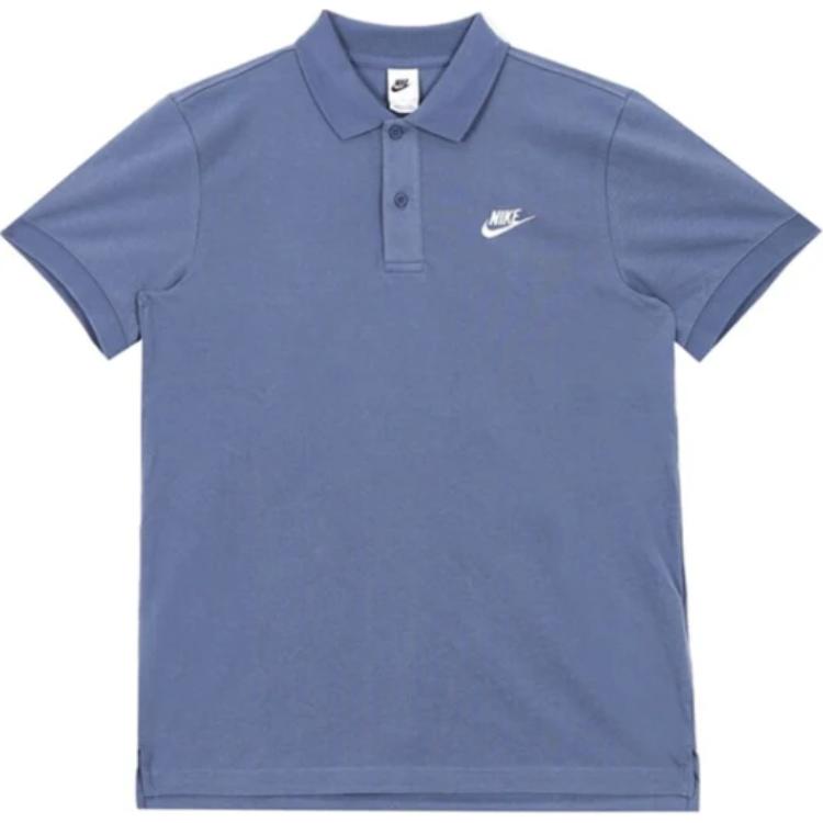 Nike Мужские рубашки-поло Рассеянно-синие Воротник-поло Умеренный прямой крой CJ4457-491