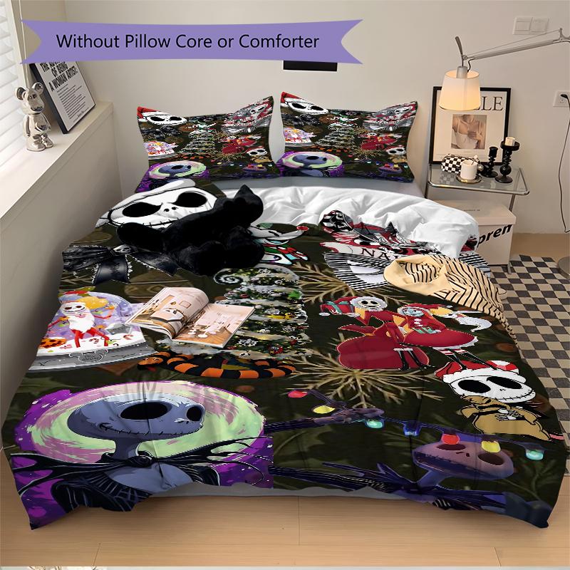 3Pcs Christmas Nightmare Theme Bedding Set Quilt Cover Pillowcase Home Christmas Xmas Halloween Gift 1 Duvet Cover 2 Pillowcase S921479