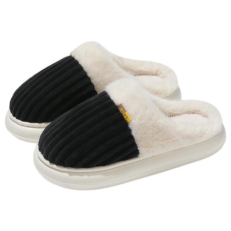 2025 New Plush Slippers Winter Thickened Coral Fleece Big Hair Mouth Cotton Mop Warm Couple Home Indoor Cotton Shoes