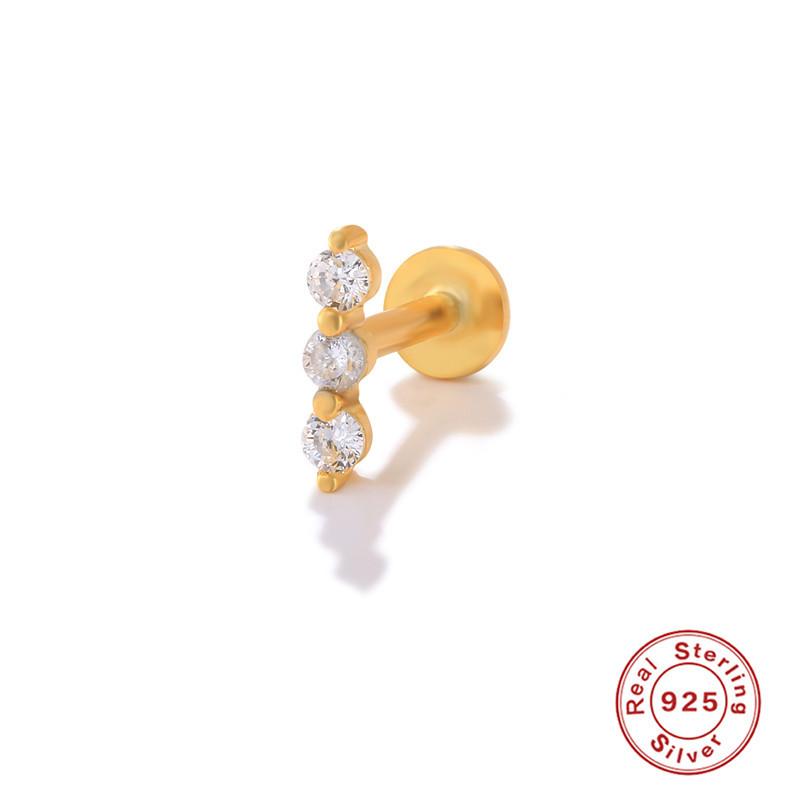 S925 Sterling Silver Flower Geometric Snake Diamond Flat Head Internal Thread Glossy Piercing Cartilage Earrings Earrings