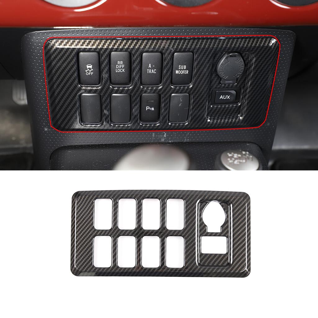 For Toyota FJ Cruiser 2007-14 Carbon Fiber ABS Central Console Button Cover Trim