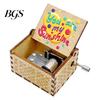 Mini Music Box Rotary Handle Wooden You Are My Sunshine Mechanical Musical Wife Desktop Decoration Girlfriend Boyfriend Husband Birthday Wedding