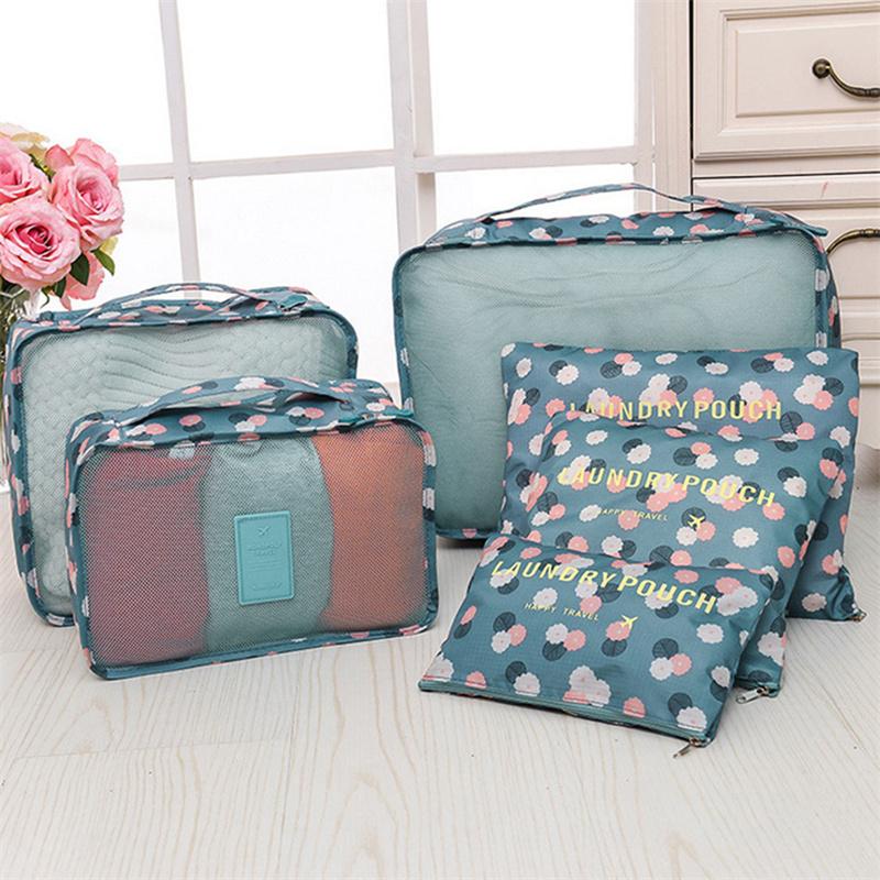 1/6pcsTravel Storage Bag Set for Clothes Tidy Organizer Wardrobe Suitcase Pouch Travel Organizer Bag Case Shoes Packing Cube Bag