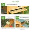 Chicken Coop with House and Open Area, Nest with Opening Roof and Wire Mesh, Yellow Wooden Chicken Coop, 168x75x103cm