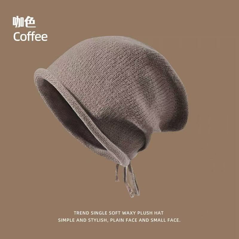 Drawstring stacking hat children autumn and winter show a small face cold hat annual explosion warm knitted hat bag head wool hat men