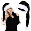Long Christmas Santa Hat For Adults Unisex, Xmas Velvet Plush Christmas Hat For Holiday Festival Party Decor Costume