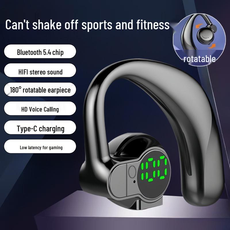 Bluetooth 5.4 Noise-Cancelling Headphones: Ultra-Long Battery, Rotatable Stereo, Waterproof, Wireless Ear Hooks (S03)