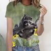 Летние футболки с изображением милого енота с 3D-принтом для женщин, уличная одежда, повседневная мода 2000 года, футболка с коротким рукавом, футболки с круглым вырезом, топы, одежда