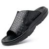 Slippers Men's Summer Wear Crocodile Pattern Cowhide Beach Shoes Men's Foreign Trade Large Size Non-slip Soft Bottom Cool Slippers 46
