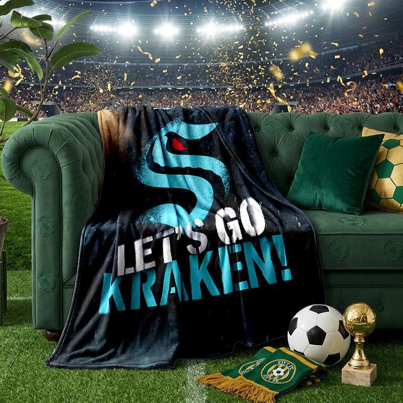 Go Team Kraken! Throws Blanket Flannel Blankets Plush for Couch Bed Gifts for Men Women Travel picnic blanket Christmas fan gifts