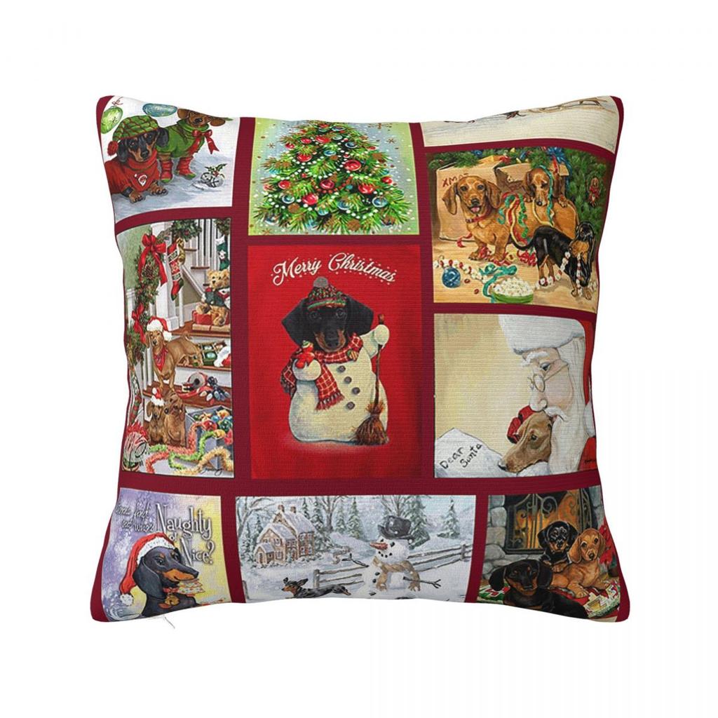 Sighthound Pet Dachshund Animal Hip Hop Cute Square Pillow Cases Dog Lover Cushion Cover Vintage Decorative Pillowcase for Home