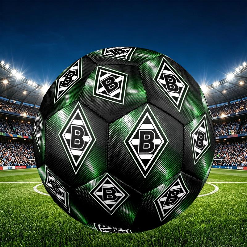 Borussia Monchengladbach Print Size 5 Soccer Ball, PU Wear Resistant Football for Match Training and Daily Practice, Birthday Gift for Soccer Fans