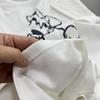 Women's White Round Neck Puppy Print T-Shirt - Short Sleeve, Loose, Versatile, Slimming Top for Spring/Summer