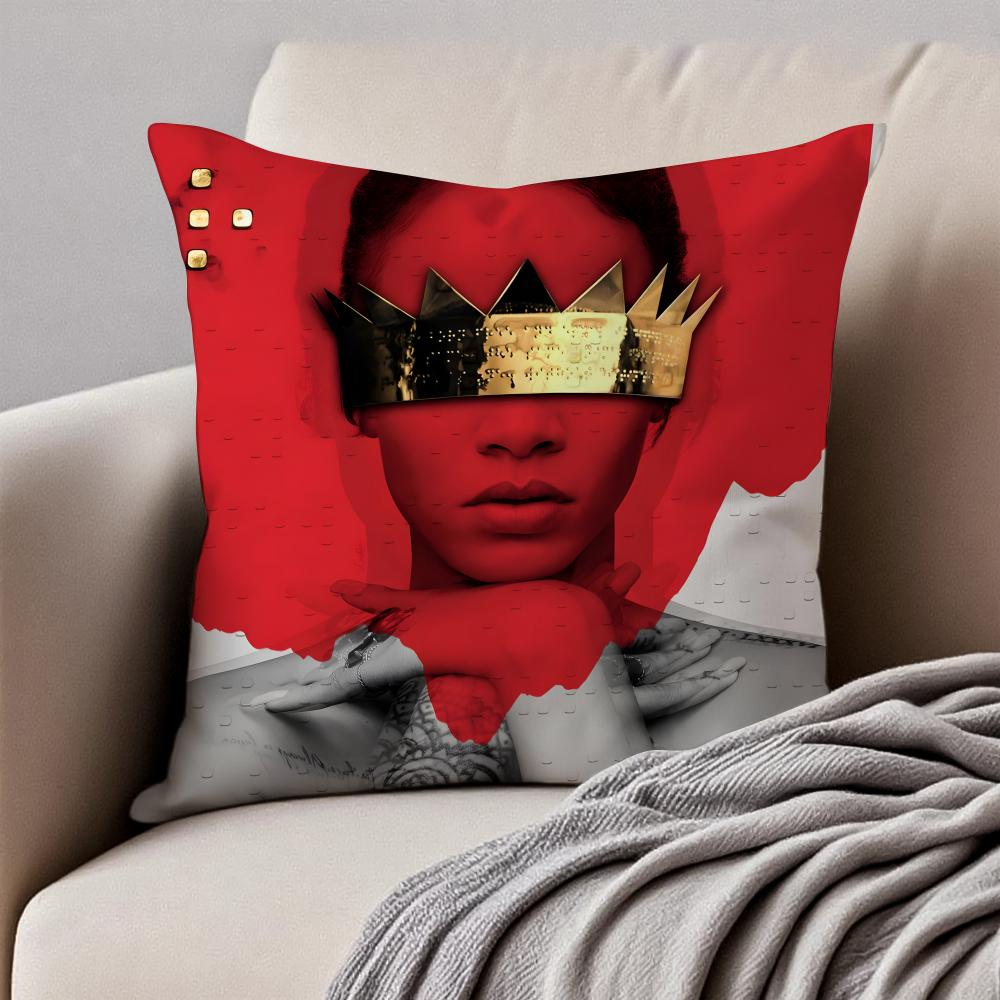 Bold RB Barbadian Singer RRihanna Cushion Cover Pillowcase Antidustmite Invisible Zipper Short Plush Sofa Cushion