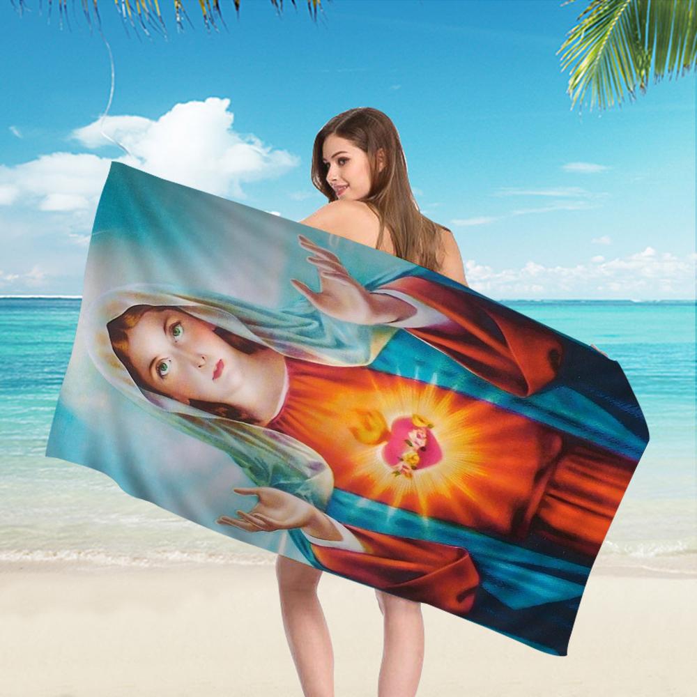 Virgin Mary Christian Towel Microfiber Beach Towel Absorbent Quick dry Soft Yoga Swimming Resort Mountain Climbing Towel
