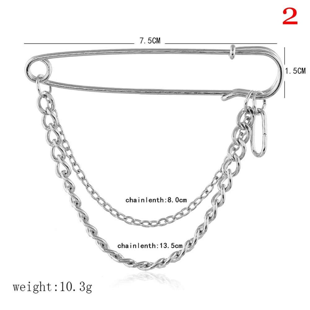 Unisex Minimalist Suit Accessory Cross Pendant Punk Brooches Long Chain Big Pins