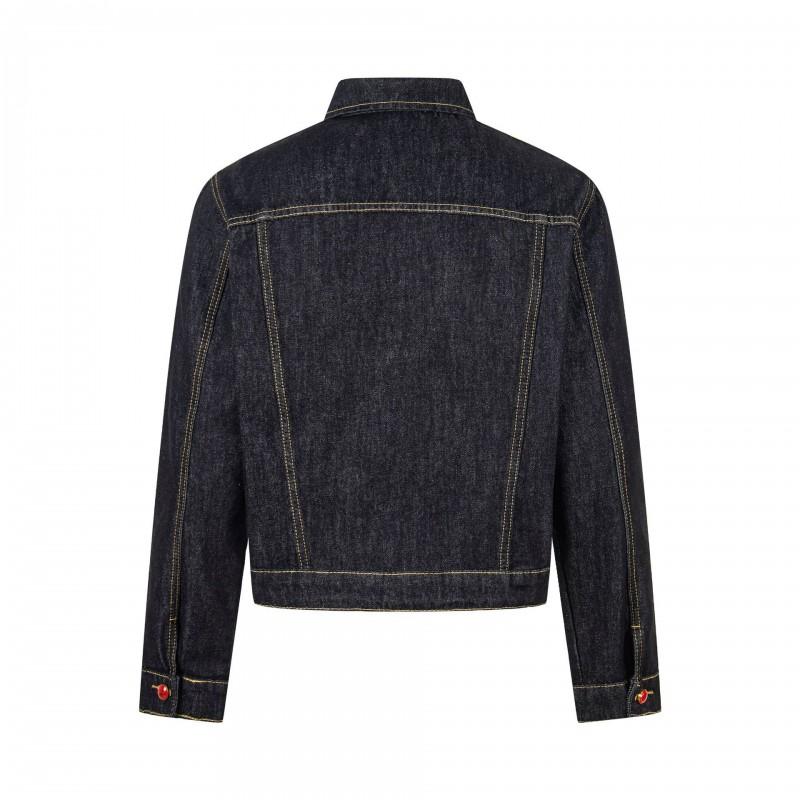Mens Womens Retro Denim Jacket With Contrast Stitching Loose Fit Casual Outerwear