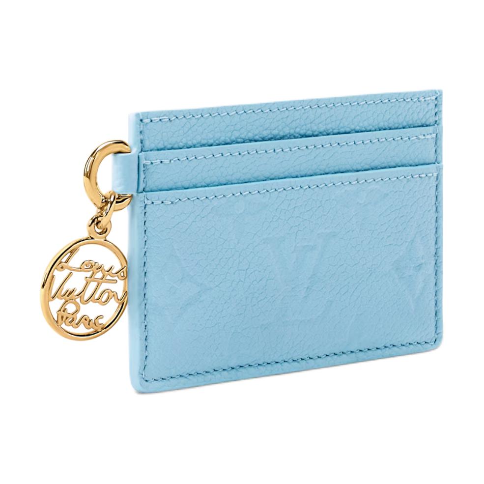 Louis Vuitton LV Charms Card Holder Grape Blue Monogram Embossed Empreinte Cowhide Leather Women Wallets M27485