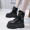 Fashion Women Autumn Winter Gothic Shoes Woman Thick Bottom Lace Up Ankle Punk Chunky Platform Motorcycle Boots Botas Mujer 34